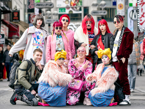 Candy Ken music video shoot on Shibuya Center Street in Tokyo today with (from top left) Brittany, N