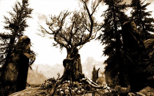 a-b-y-x: various skyrim daedric shrines in sepia