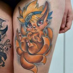 videogametatts:  #Naruto / #Ninetales crossover tattoo by @cammiyu Thanks Cammi! =D