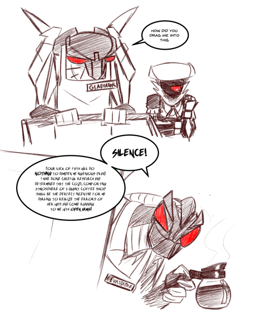 Devastator attempts to woo his lady with the help of friends, caffeine, and fanfic writers