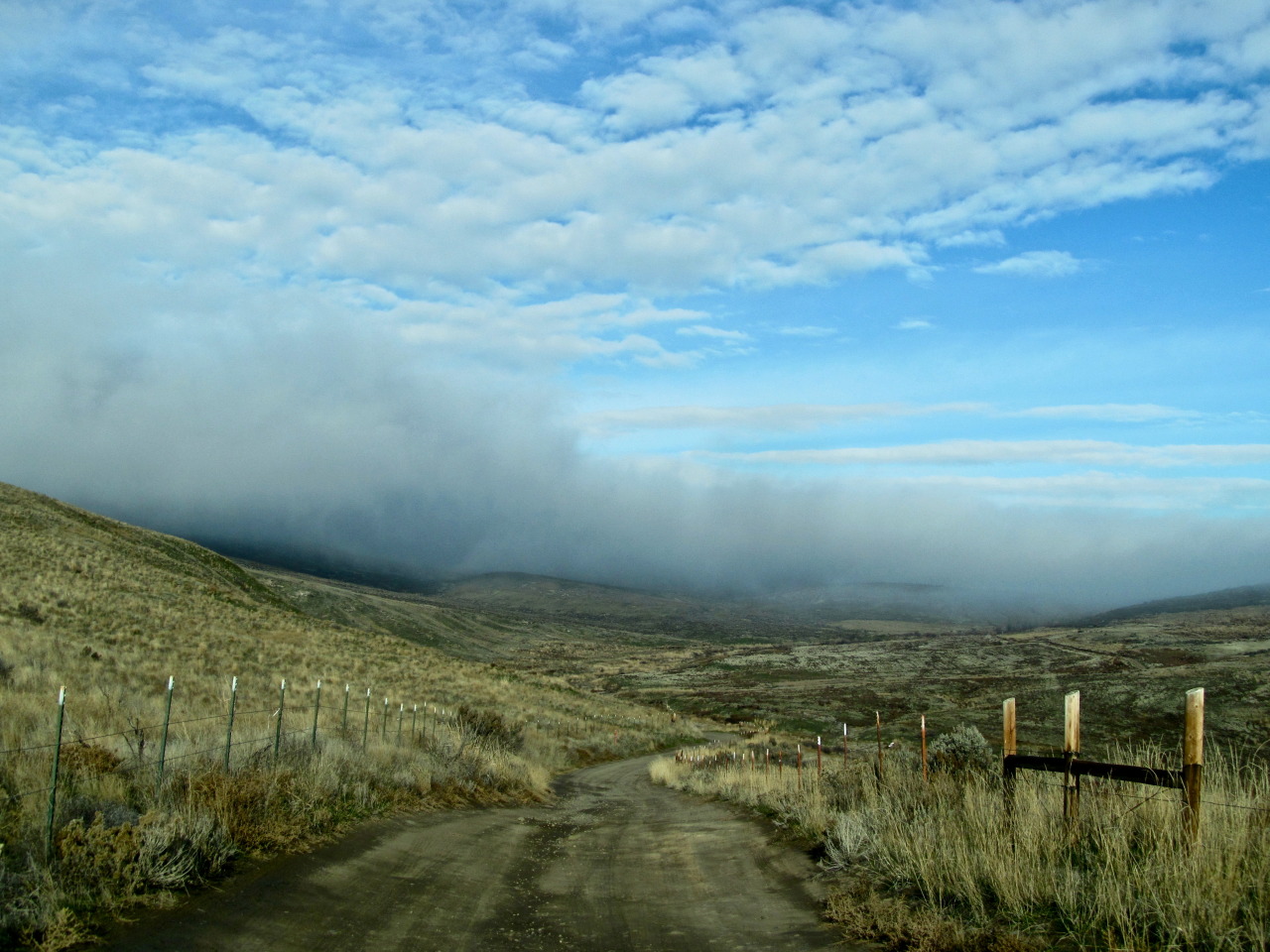 Headed up to do fieldwork in the cloudy Wenas