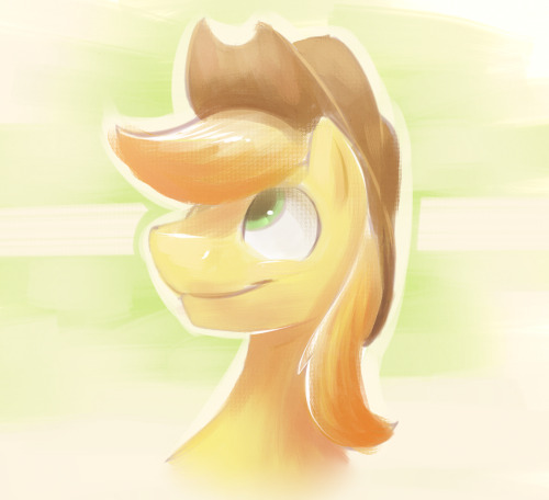 I really wanted to repay that guy who donated to me on my birthday, and he said I could draw him a braeburn for him if I wanted to, so I did! I tried painting on one layer for once. I don’t know how those guys do it.  Anyway, have a braeburn!