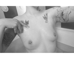 just-another-generic-username:  Bath time. Tits &amp; Shit tats 🐺