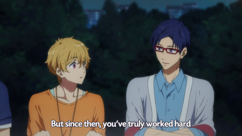 fandom-m: Nagisa’s reaction to haru’s compliment vs rei’s.Nagisa, you’re too