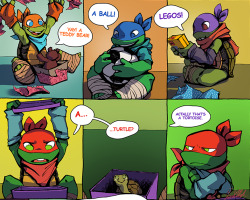 snuffes:  zivazivc:    Happy Mutation Day    i know there’s already a lot of art on how raph got spike. most of them that he found him in a sewer and resued him. but my theory is that splinter gave spike to him.i think raphie has trouble expressing