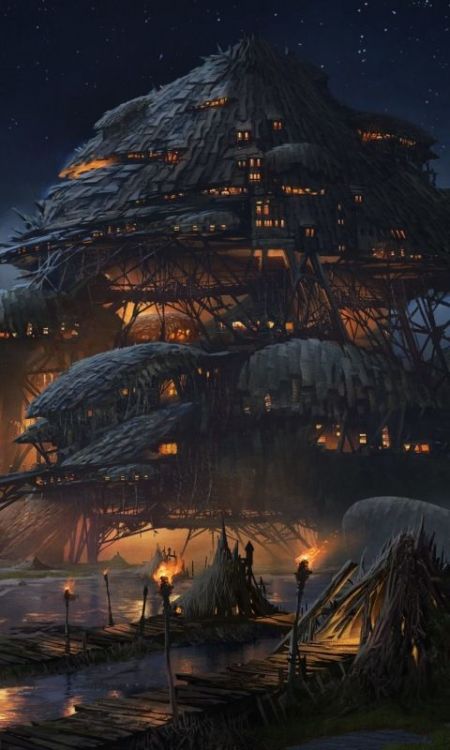 Fantasy, big house, night, artwork, 480x800 wallpaper @wallpapersmug : https://ift.tt/2FI4itB - http