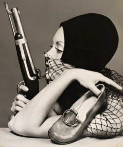 Bruno Benini - Sandi Mitchell With Gun, Melbourne, Australia, 1970.