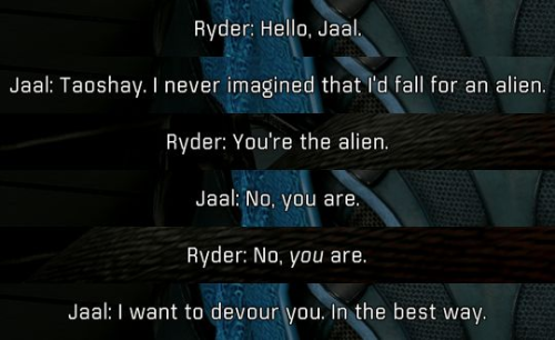 Obsessed W This Bc It Means Both Ryder And Jaal Are Alien Fuckers