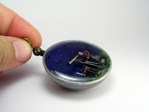 My latest piece! A miniature scene of an astronomer observing the motions of the cosmos. In the sky 