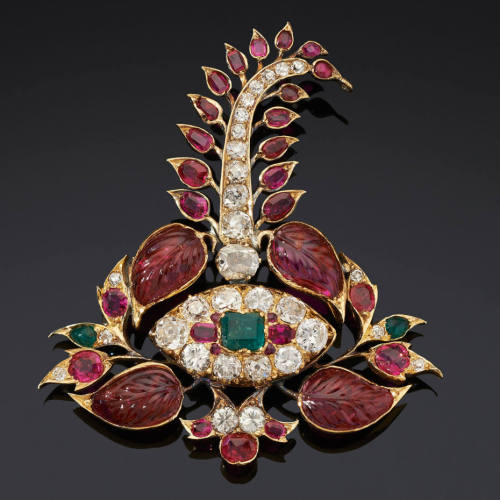 Sarpech (turban ornament) gold with precious stones