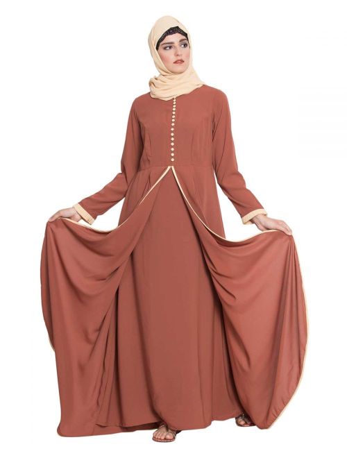 Multi Layered Abaya Dress This frock-Style double layer Abaya Dress is a perfect and modest replacem