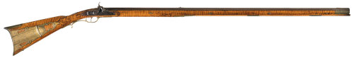 A percussion long rifle crafted by John Armstrong of Emmitsburg, Maryland, circa 1830’s.