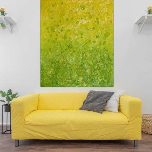 New! 'Botanical Blooms' Interiors Size: 120 H 100 W X 2 Cm 47" X 36" X 0.8" //#abstractexpressionism