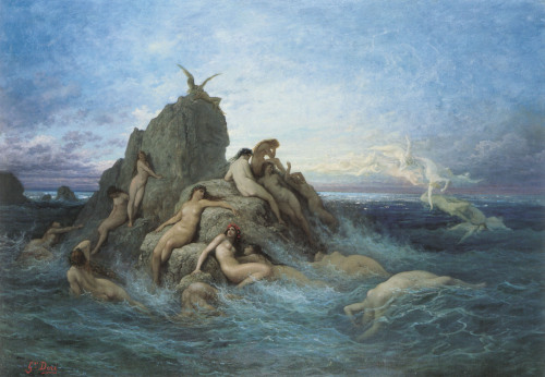 satyrsandnymphs:Gustave Doré - Oceanides (Naïads of the Sea), c. 1860-69