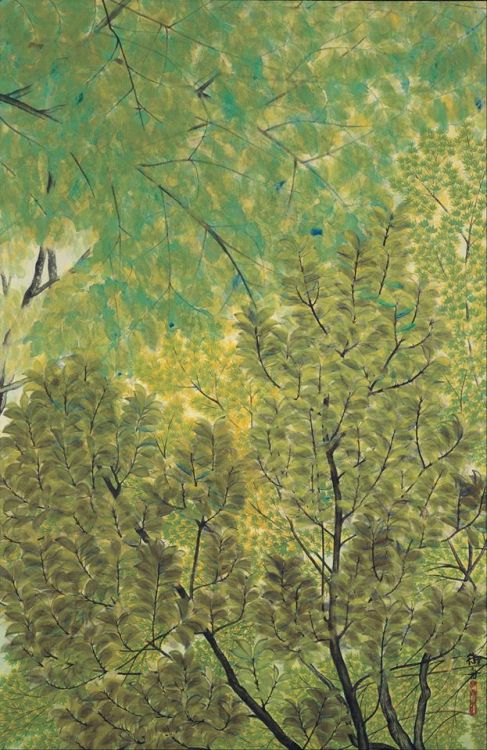 lawrenceleemagnuson:Hayami Gyoshu - 速水御舟 (Japan 1894-1935)New Leaves (1915)color on paper 125 x 81 c