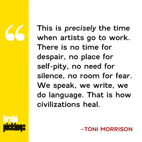 explore-blog:Toni Morrison on the artist’s task in troubled times – powerful, timely, immensely impo