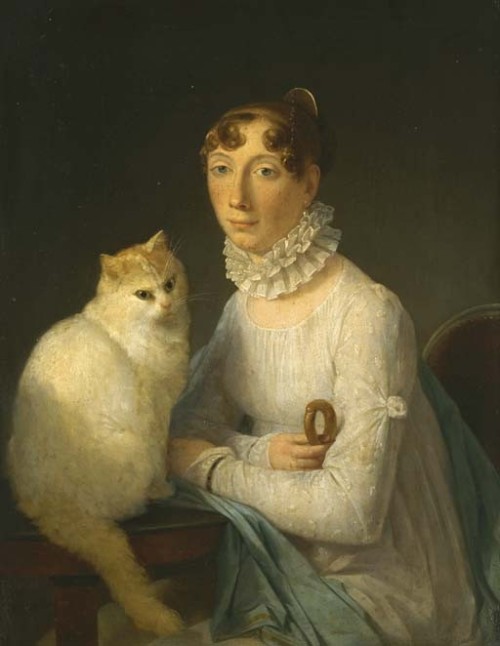 A Lady with her Cat  -  Marguerite GerardFrench painter  1761-1837