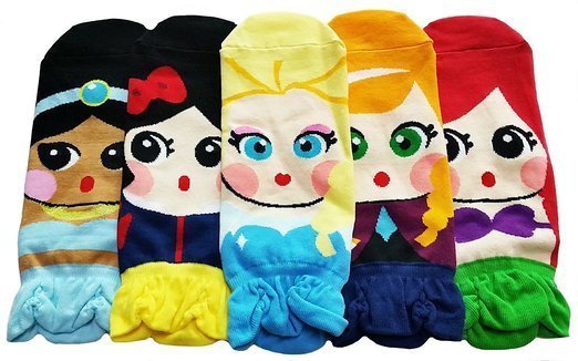 cutiesforcuties:  Princess Socks $12.88/5 pairsI love having princesses everywhere,