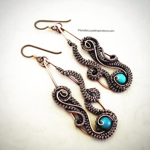 Copper wire wrapped earrings would you want to see a tutorial of these pretty gems … stay tun