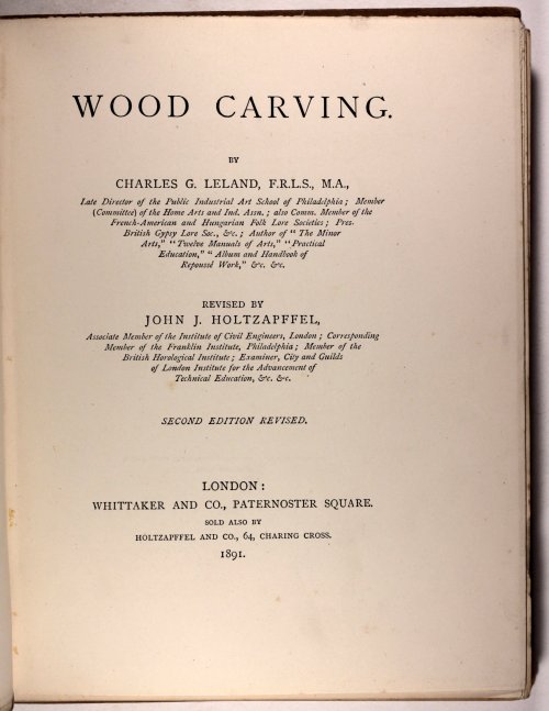 Wood Carving - Second Revised Edition 1891Unusual printed paper covered boards 