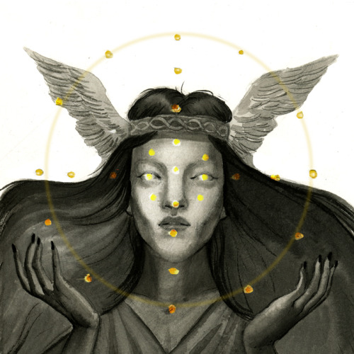 zoevandijk:Spot illustrations of Norse Gods. Ink, watercolor, digital.