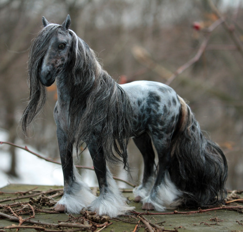 quequinoxart:  “Kismet” ooak appaloosa gypsy vanner horse sculpture. He is made from polymer clay over a wire and foil armature, and painted in acrylics. His hair is a blend of mohair.  He’s for sale on etsy! 