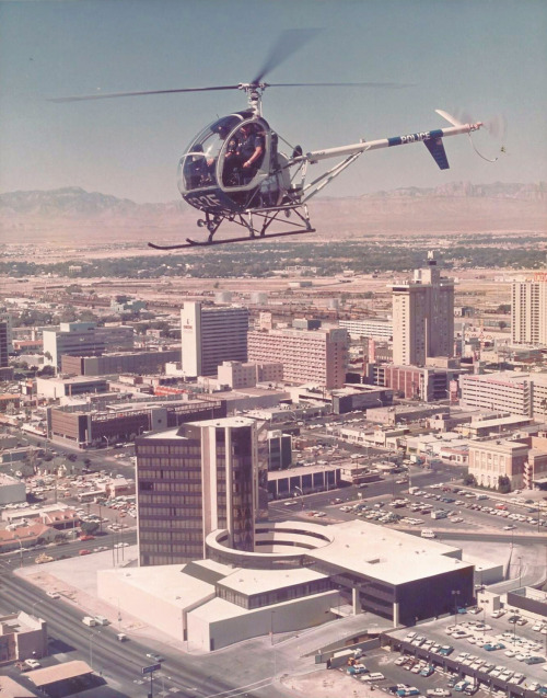 Downtown Las Vegas, c. July 1973LVMPD’s first helicopter patrol, right after the department wa