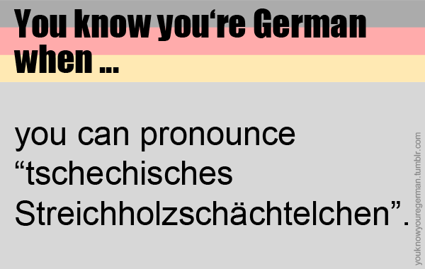youknowyouregerman:  Du weißt, dass du deutsch bist, wenn …du “tschechisches