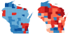 2008 and 2016 Wisconsin election results by county.