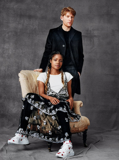 domhnall-tonal:Domhnall Gleeson and Naomie Harris photographed by Paul Wetherell for Vogue April 201