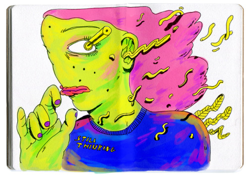 kirstyorourke:some pink people + a coloured in sketch