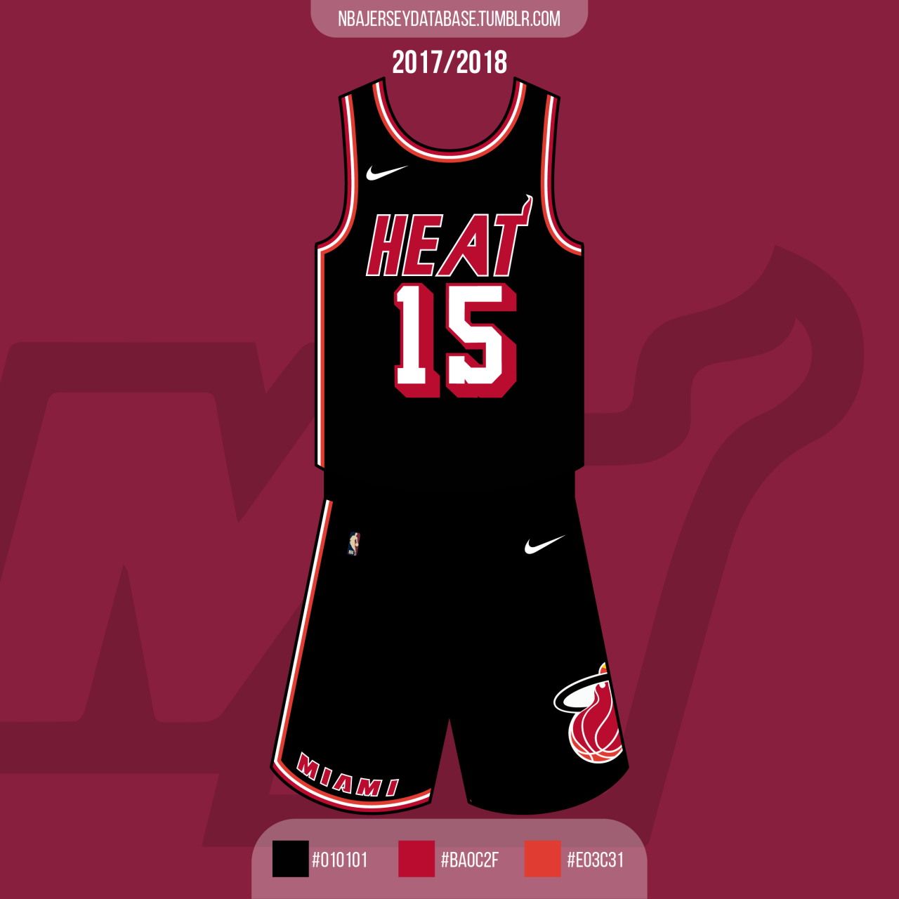 NBA Jersey Database, Miami Heat 1988-1999 Record: 396-474 (46%)