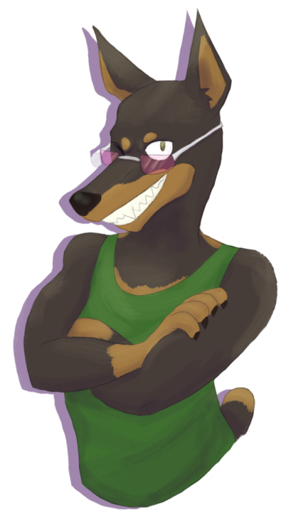 doopcity:Happy Birthday Fursona Delivery for a Mr. @pixelspaceboy here’s ur dobie ;o