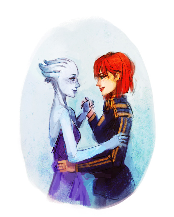 spicyroll: Shep shows Liara that she can, in fact, dance! Ahh late for pride month