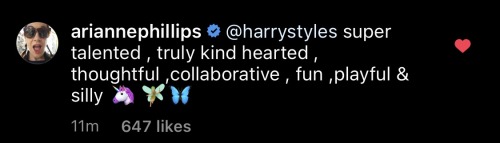 stylesnews:Arianne Phillips (costume designer for DWD) on Olivia’s post about Harry - 15/02