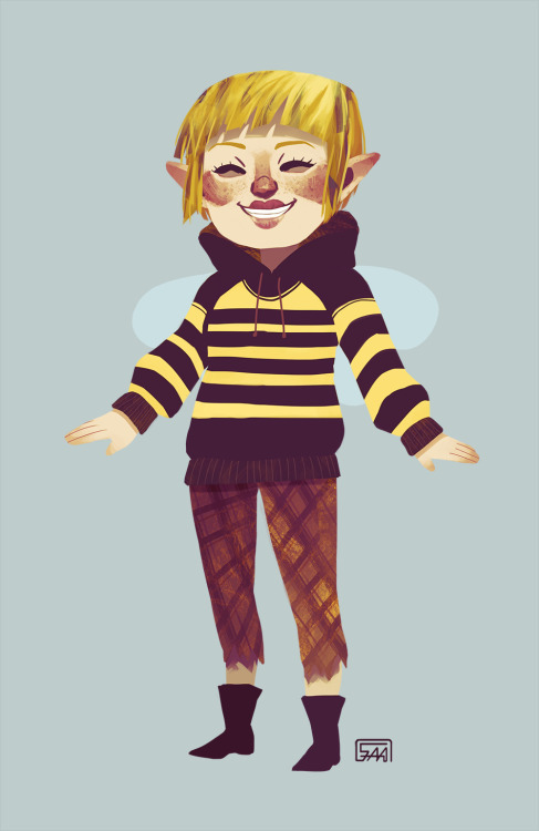 ouroridae:Sera wearing bee hoodie thing with them wings.