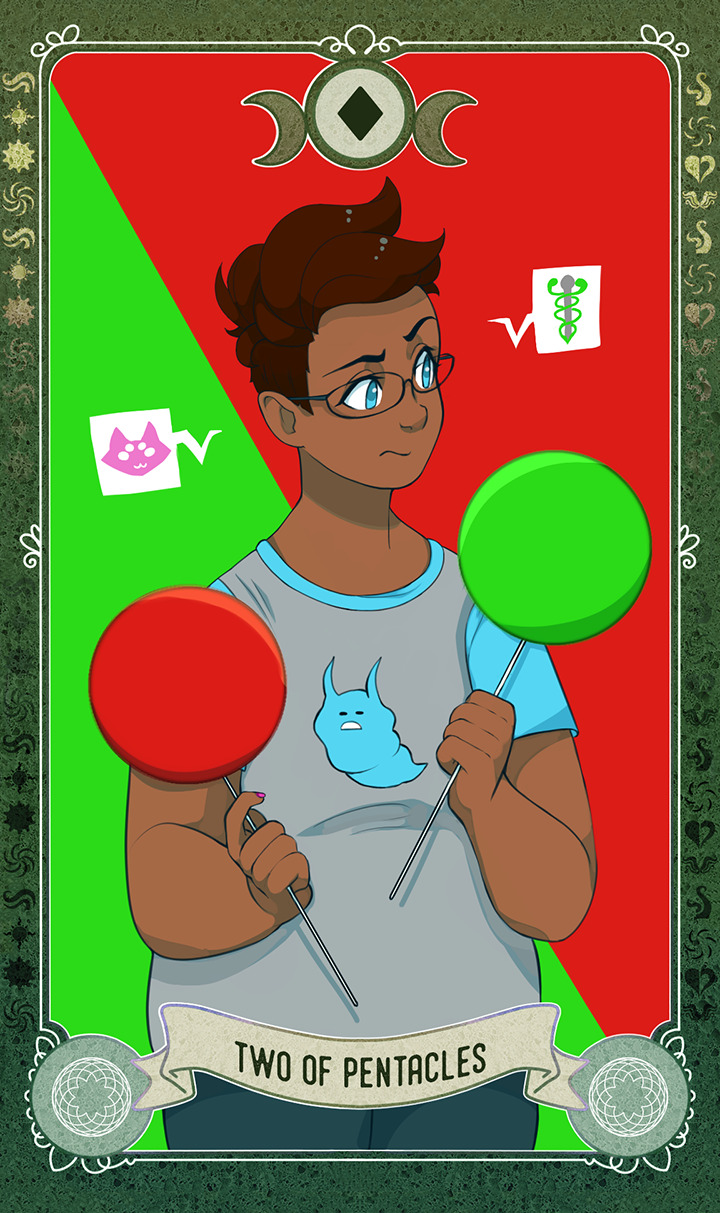 act6tarotproject: THE ACT 6 TAROT ANTHOLOGY: THE MINOR DECK (TWOS) Two of Wands (Artist: