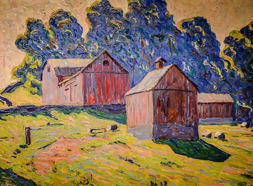 Â Allen Tucker. Red Barns. 1923.