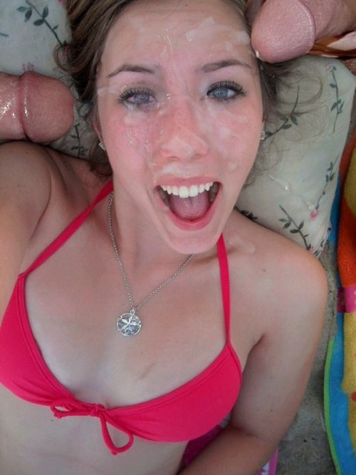 Porn photo cumselfie:  Selfie with two loads on her