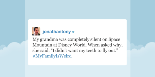 tastefullyoffensive:Tonight Show Hashtags: #MyFamilyIsWeird