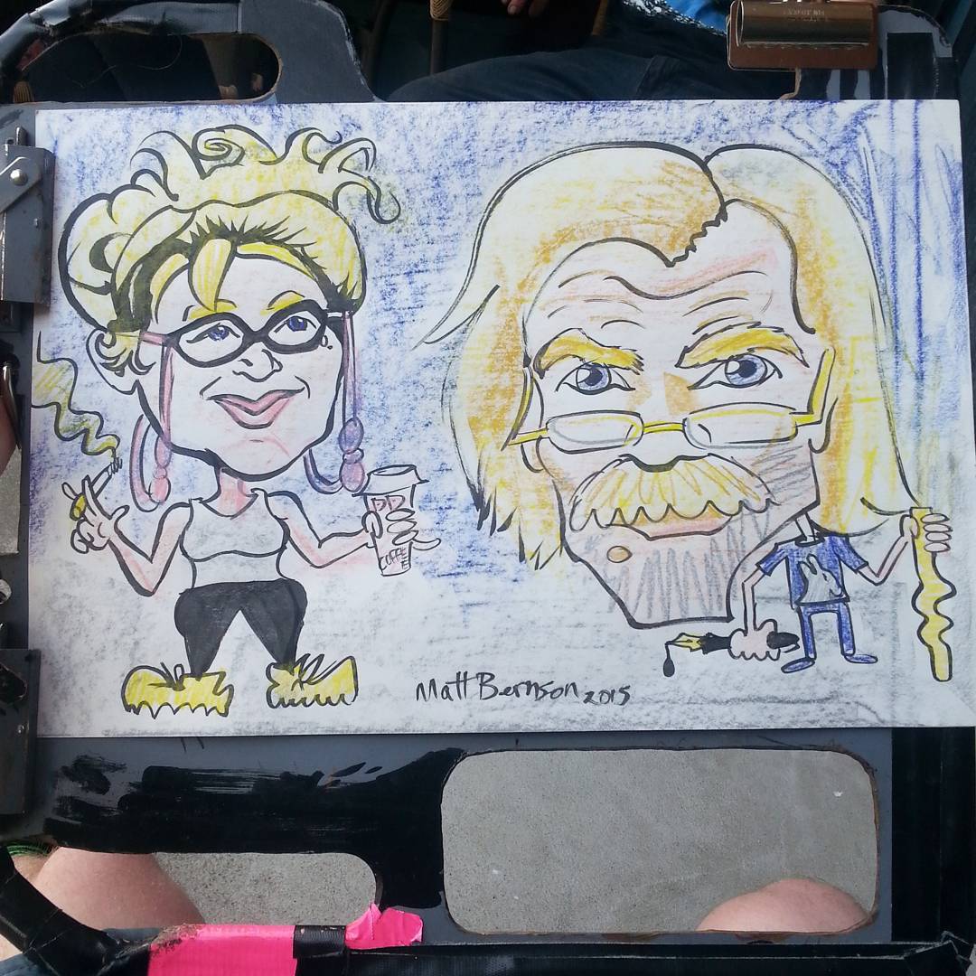 A caricature of my mom and her boyfriend.  #mattbernson #caricaturist #caricature