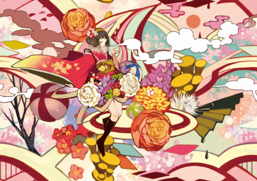 enoqi:  Art by Jununko:  i. デコラii. キャンディiii. 廻る新年iv. 飾りの少女  