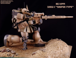 ruzzolo: HG 1:144 Zaku I “Sniper type” This is my third project of the year,  slow as always :p Pratically I’ve applied every weathering technique I learned so far and I think I’m becoming more and more confident with this hobby! Ps.: yes,