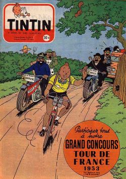 bordjack:  madaboutbike:   Tintin at the Tour De France   Et c’est reparti pour la boucle des drogués en tous genres ! …. 