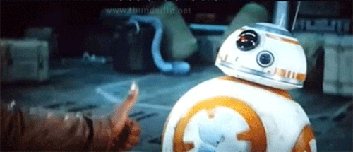 gallifreyburning:  cptdameron:  What I fucking loved about this moment is that it could be taken two ways: either BB-8 being fucking adorable and trying his best to imitate Finn,  or BB-8 being protective as fuck and saying Bitch if you fuck this up