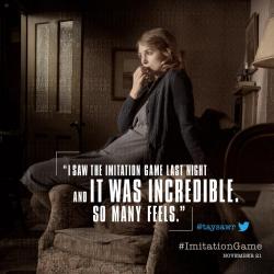   The Imitation Game @ImitationGame · 2h   Audiences are being moved by The #ImitationGame. See it in theaters November 21.  