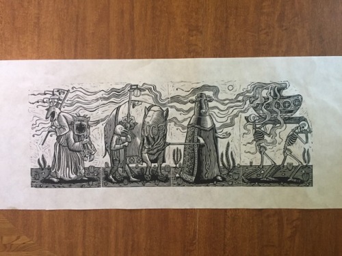 Procession (9"x24"), hand-printed on Thai kozo paper.