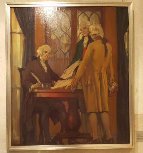 georgewashington-windfall:George Washington Signing the Declaration of Independence, by J. Scott Wil