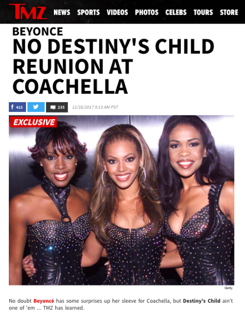 The time Destiny’s Child wasn’t reuniting&hellip; #poormichelle