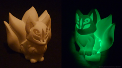 cyanfoxdesigns:  Need a light anyone? XD I don’t think i’ve introduced these guys here yet so might as well announce them. These LED Kitsune tea light holders are the product of a 4 month long process of digital sculpting and 3D printing tests. The